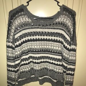 Abercrombie & Fitch Grey/White Sweater - XS/S